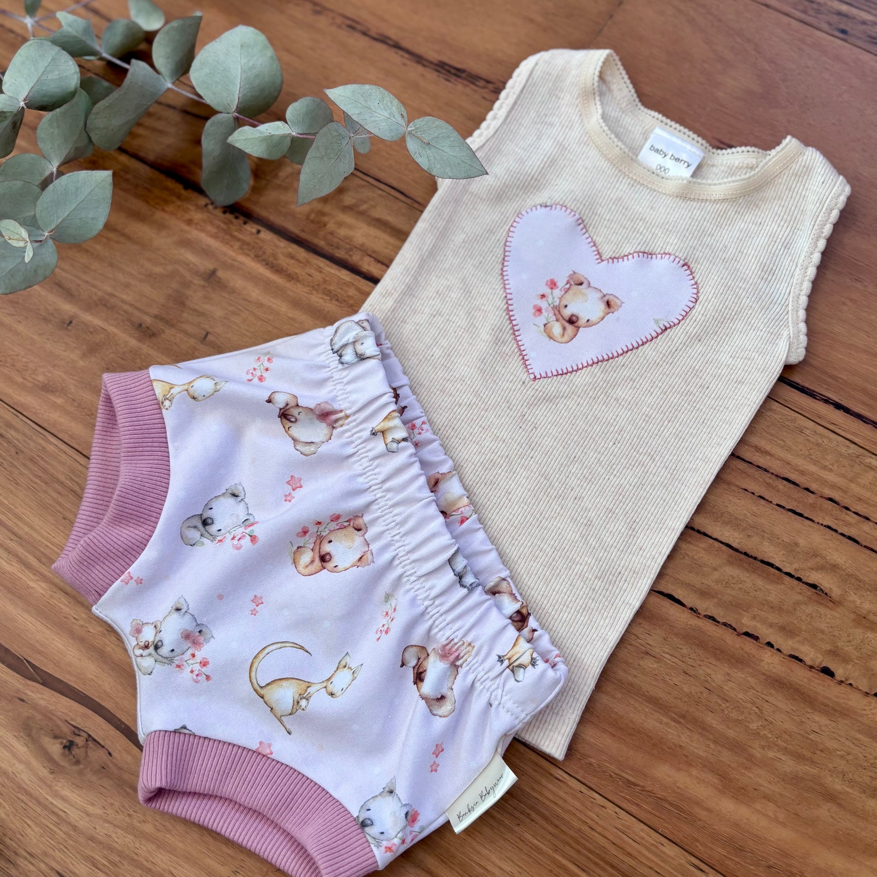 Baby Summer Shorties Set - Pink Platypuses Wombats