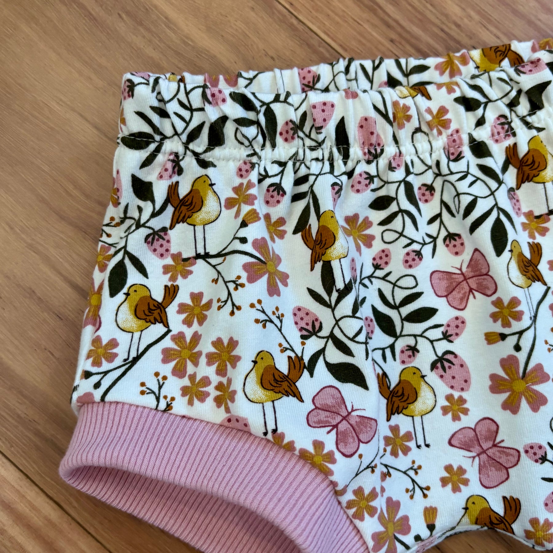 Baby Summer Shorties Set - Pink Floral Birdies