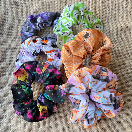 Handmade Halloween Scrunchies | pack of 6 | Spooky and Stylish