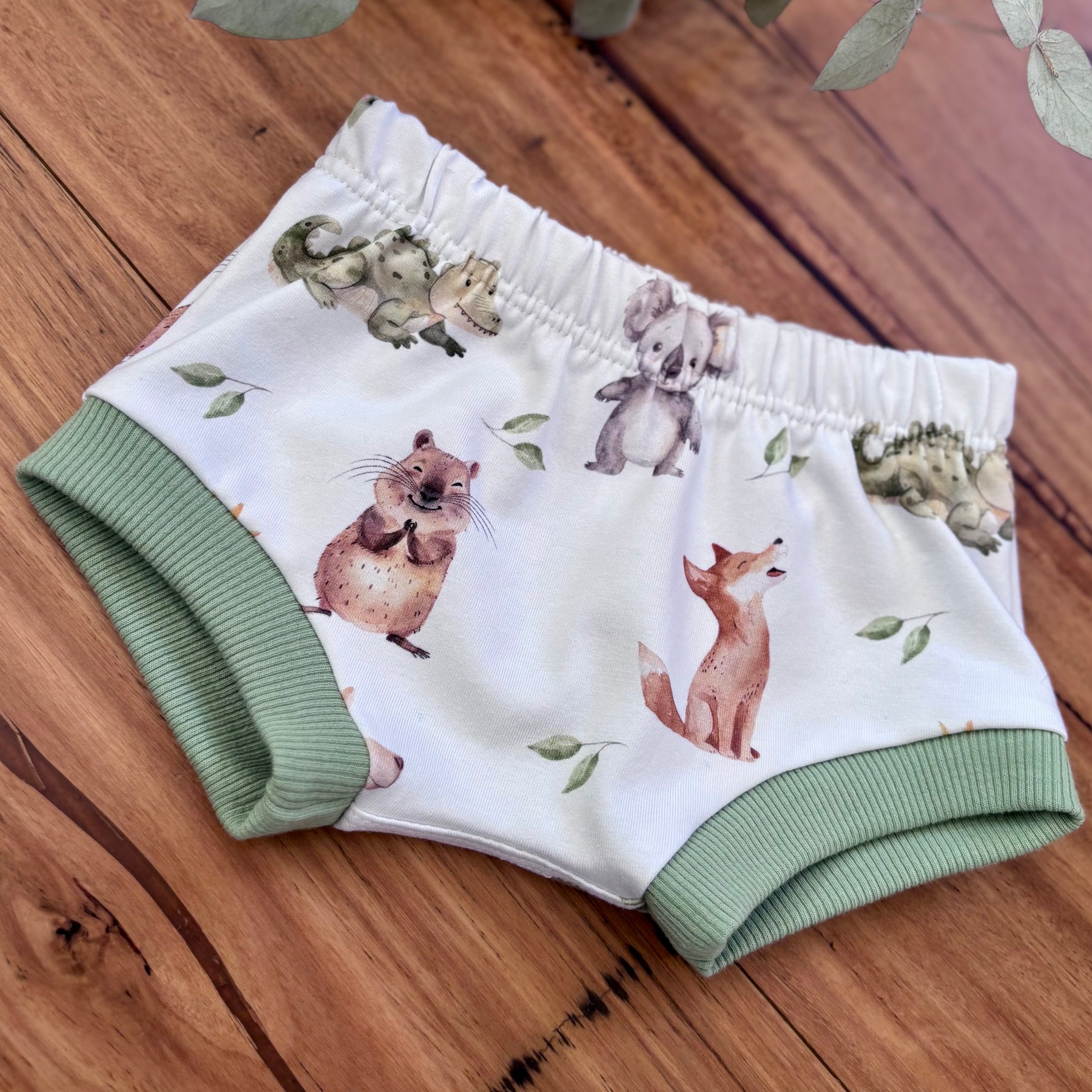 Baby Summer Shorties Set - Green Aussie Animals