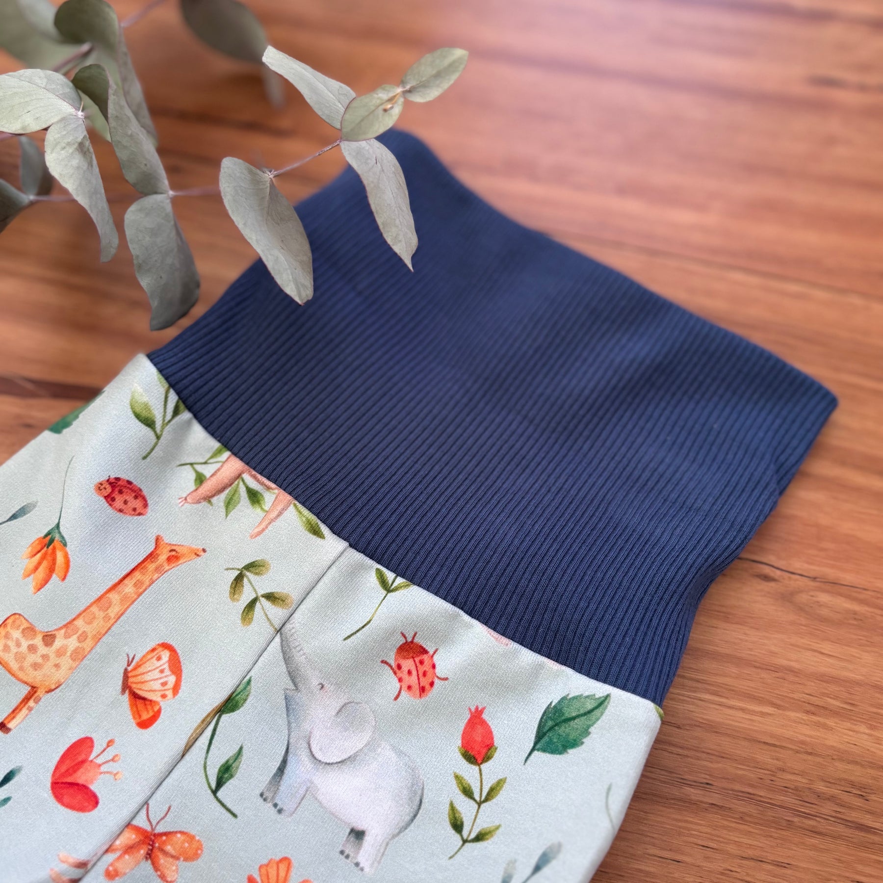 Baby Pants and Hat Set - Blue Floral Bunnies