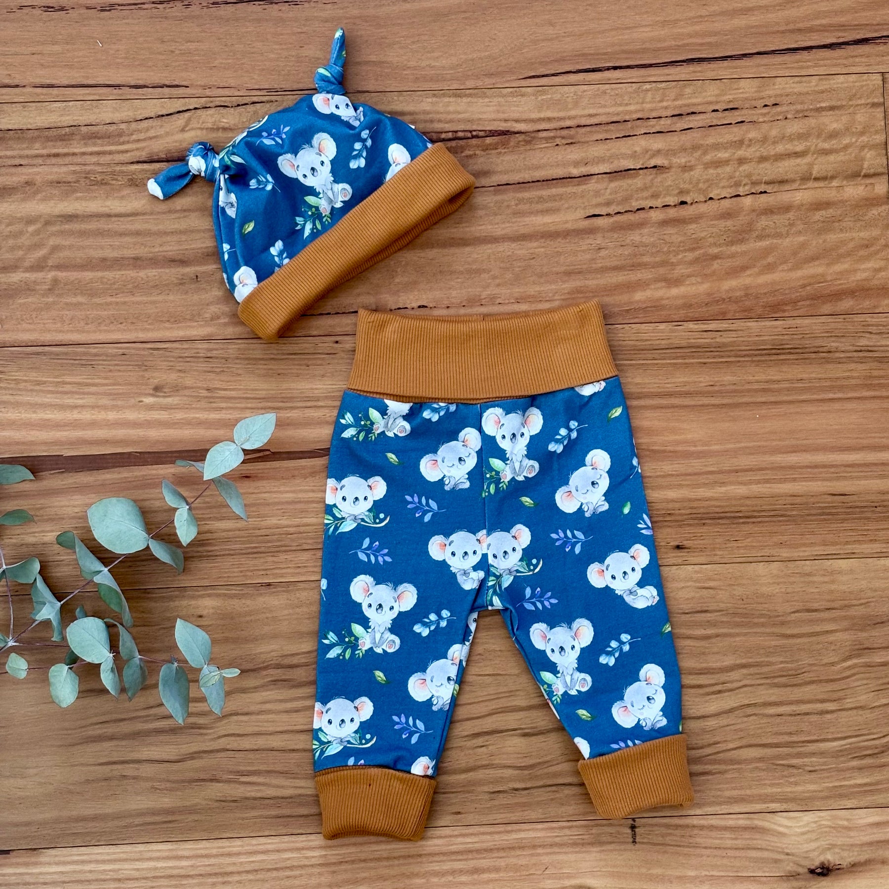 Baby Pants and Hat Set - Brown Koalas