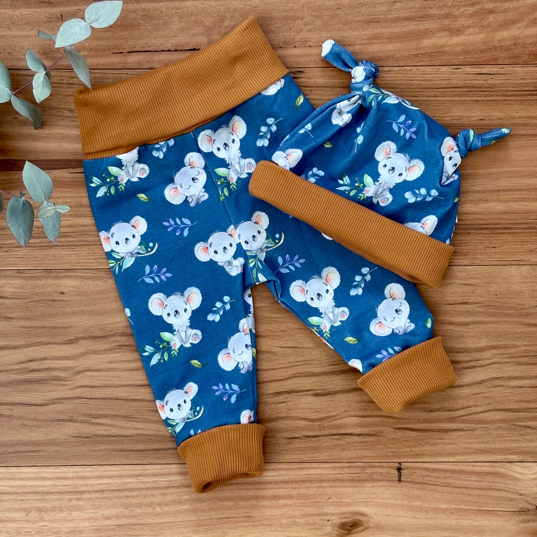 Baby Pants and Hat Set - Brown Koalas