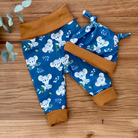 Baby Pants and Hat Set - Brown Koalas