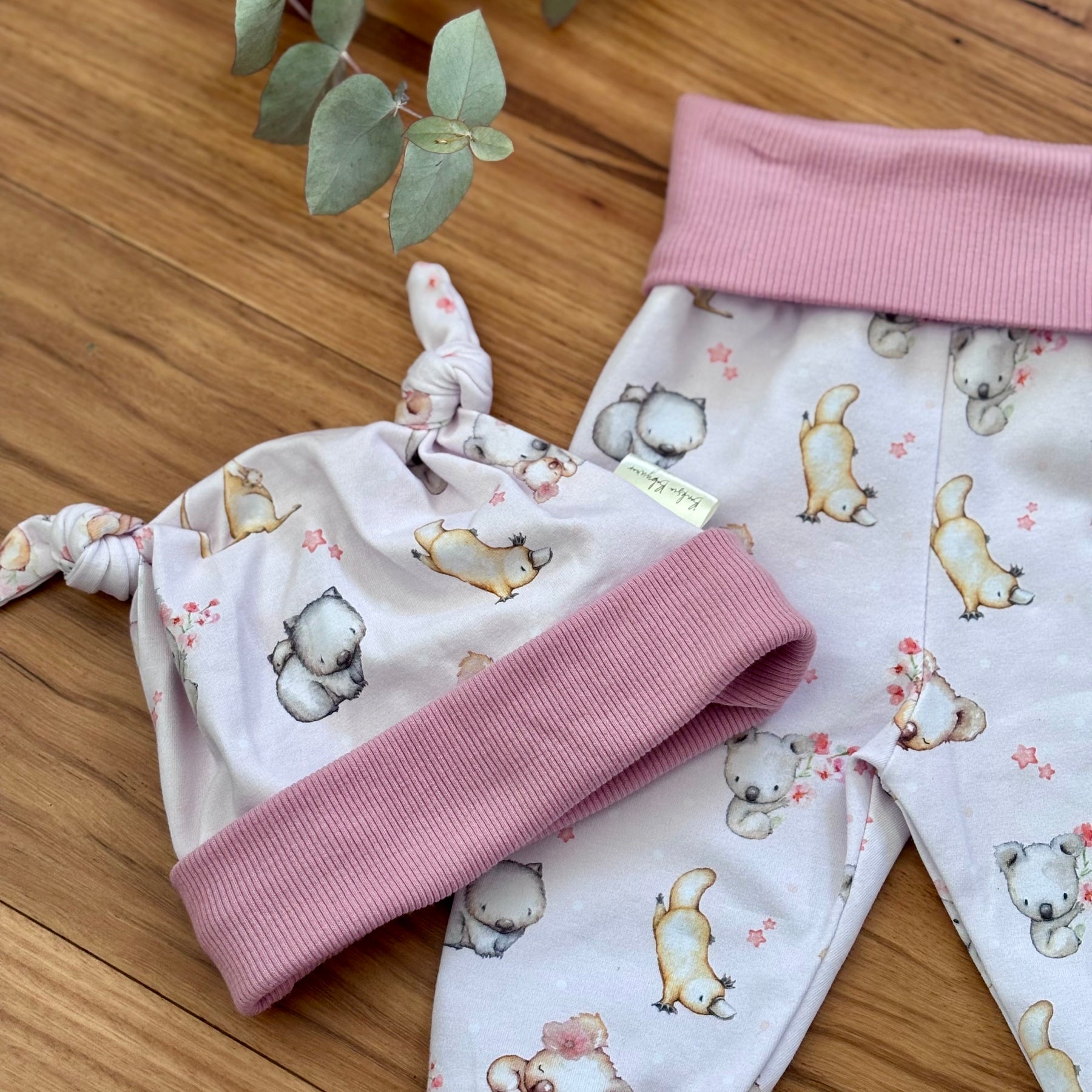 Baby Pants and Hat Set - Pink Koala Platypus
