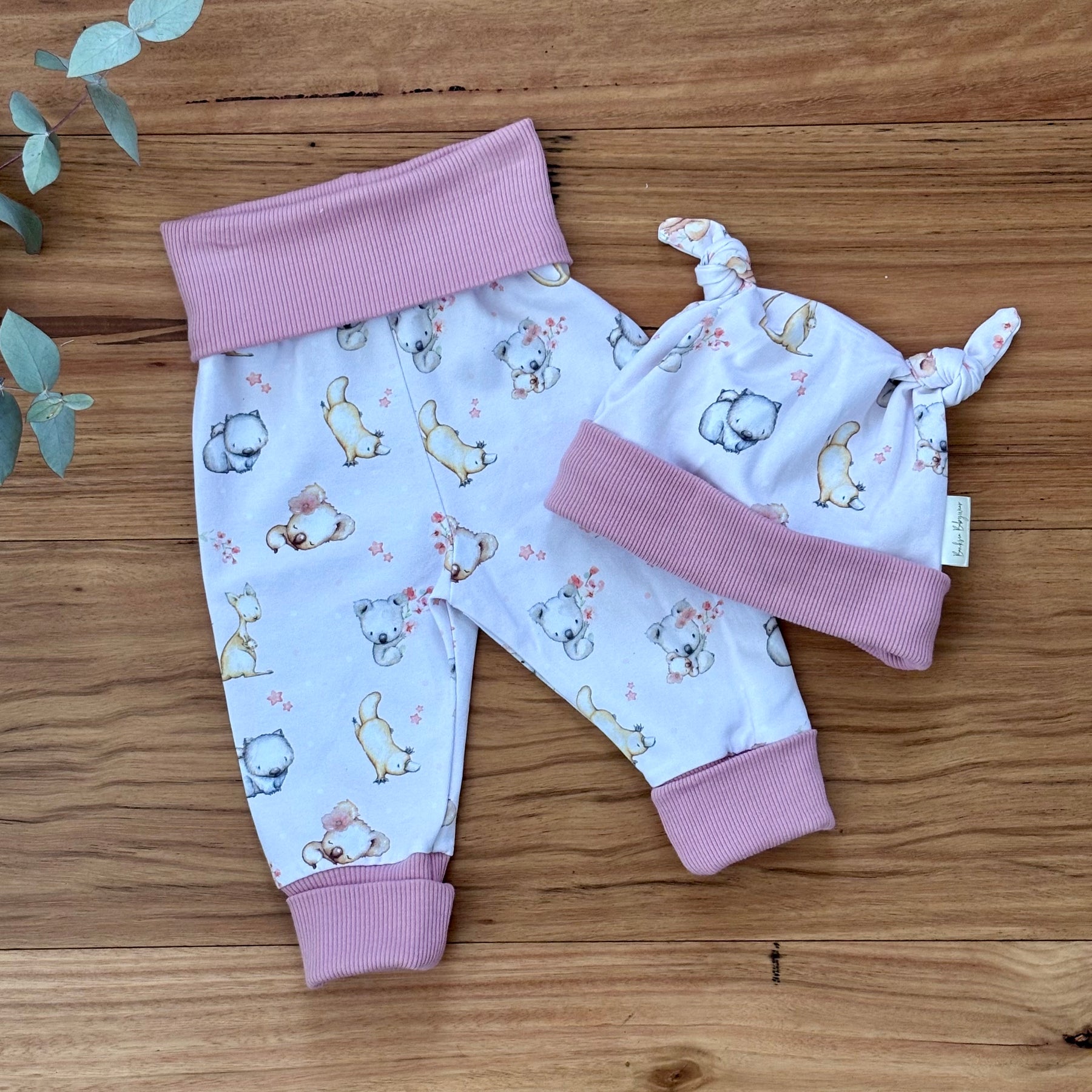 Baby Pants and Hat Set - Pink Koala Platypus