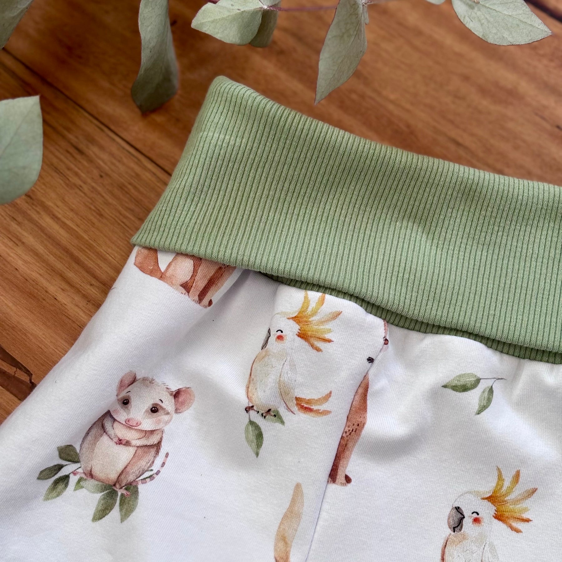 Baby Pants and Hat Set - Green Aussie Animals