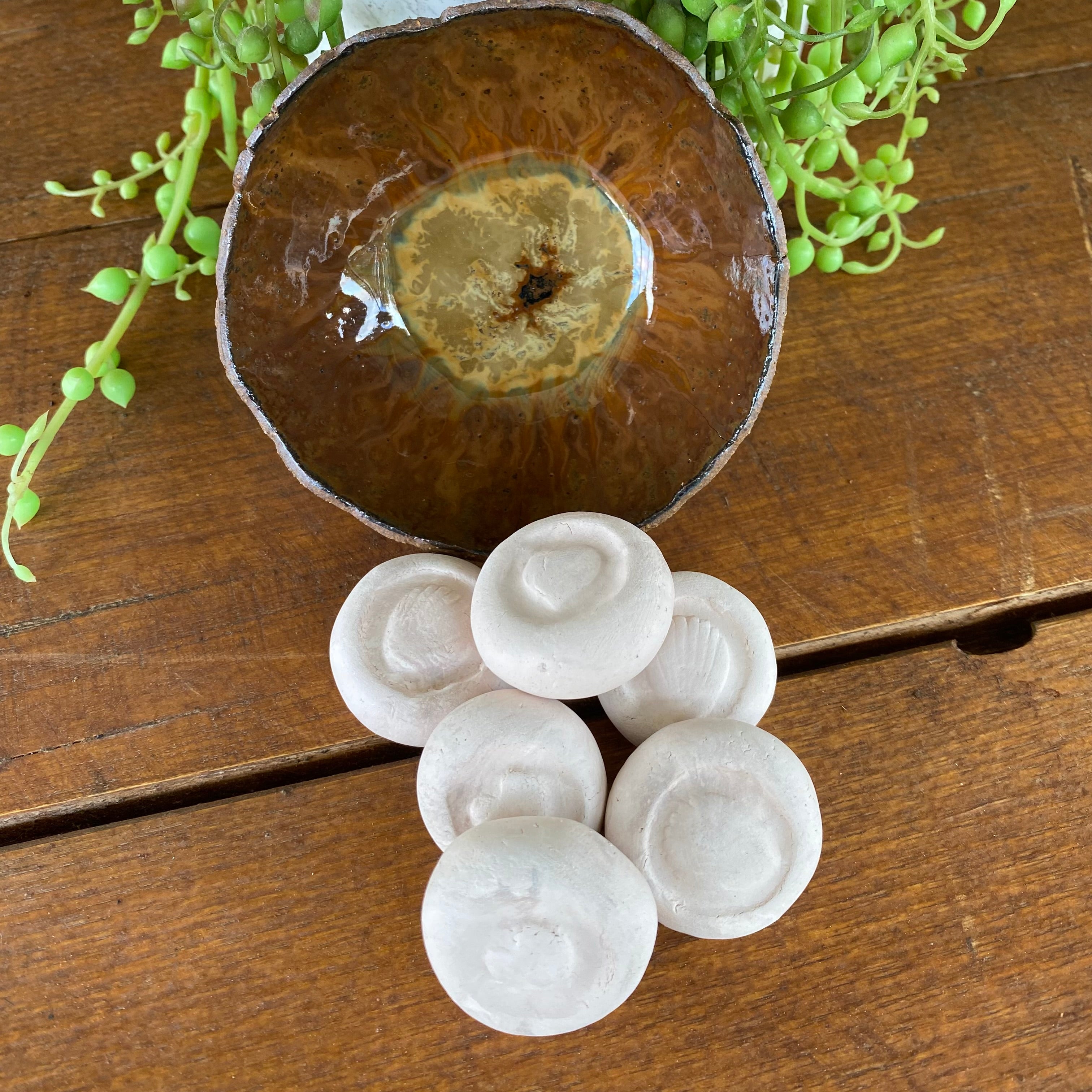 Ceramic Bowl with Clay Diffuser Stones|Handmade Pottery