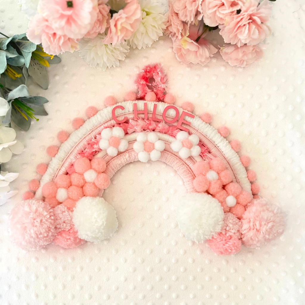 Personalised Daisy Macrame Wall Hanging - Nursery Decor - Baby Room Decor