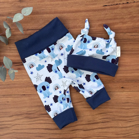 Baby Pants and Hat Set - Blue Koalas