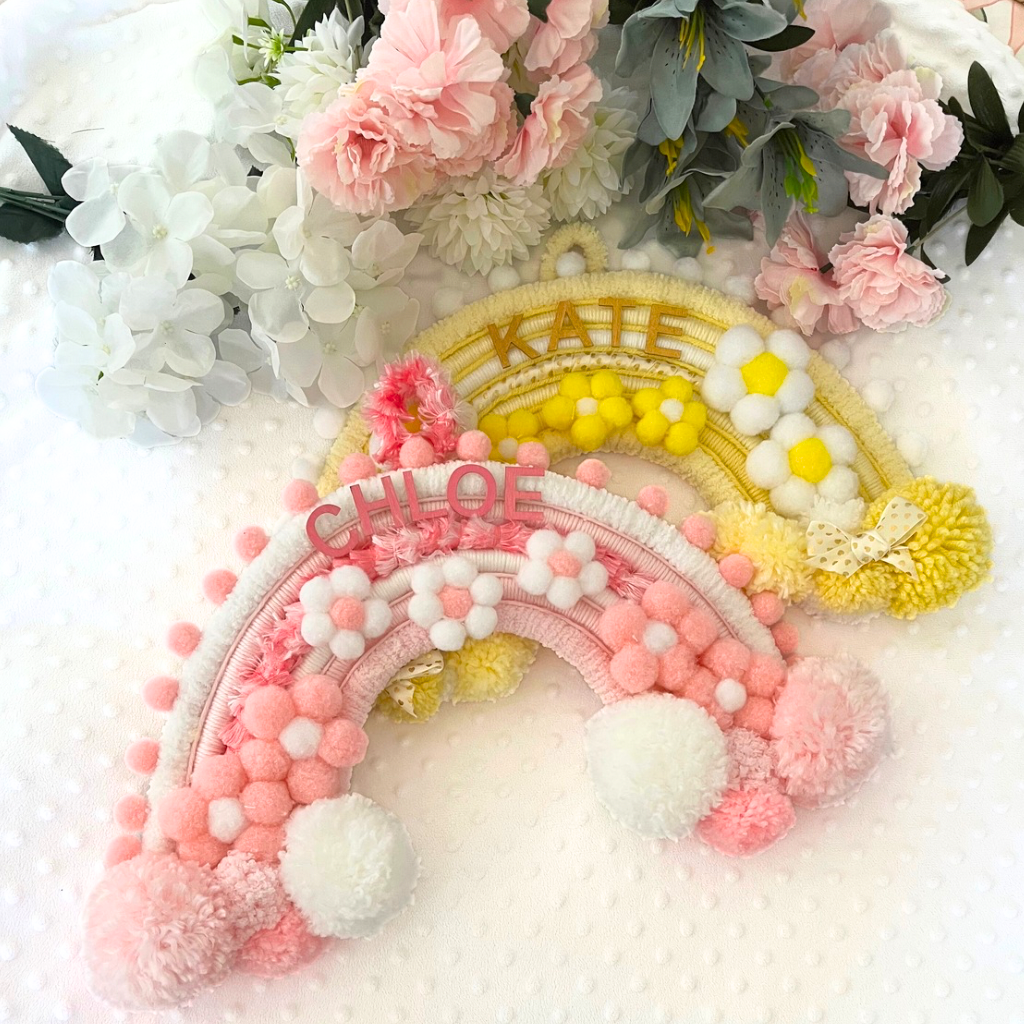 Personalised Daisy Macrame Wall Hanging - Nursery Decor - Baby Room Decor