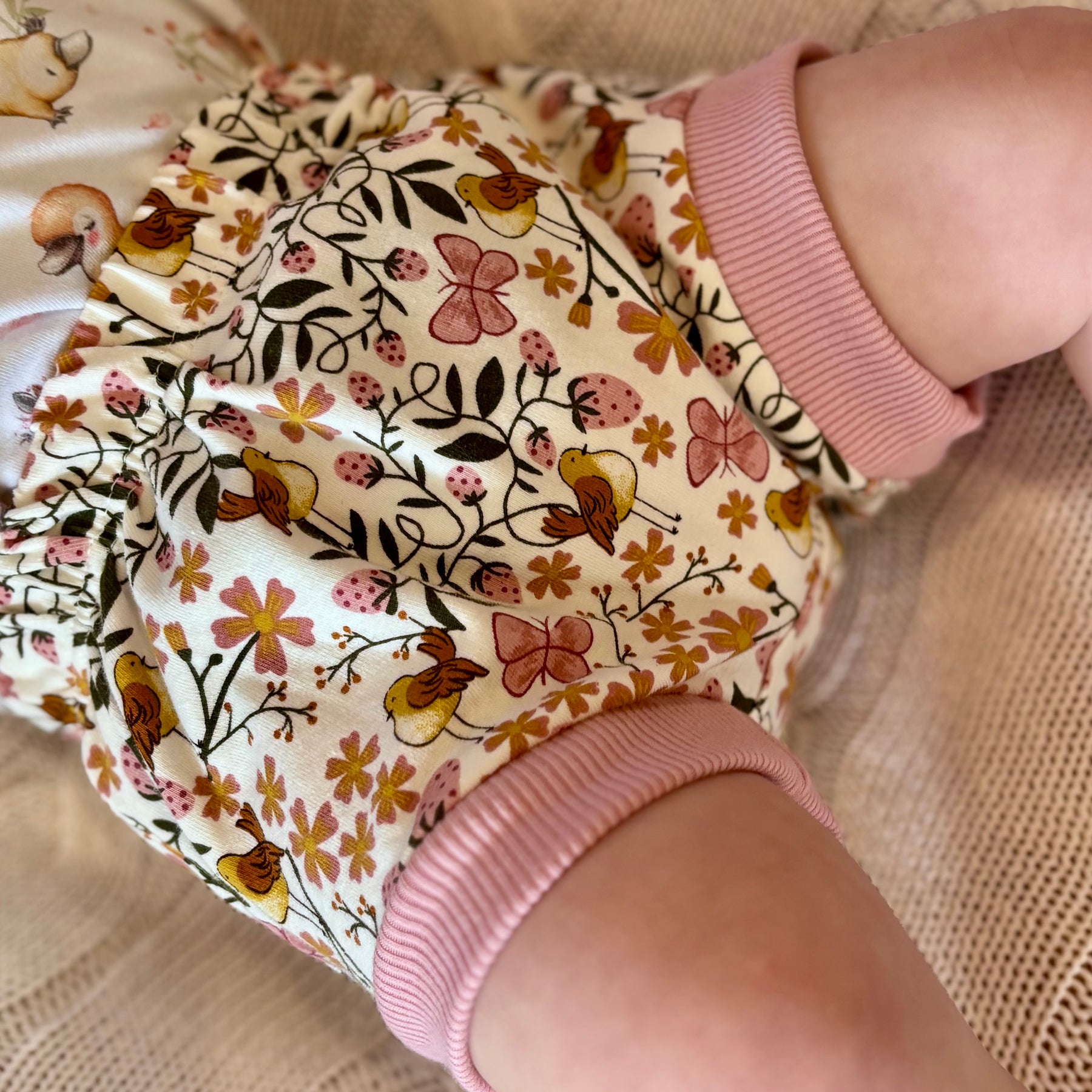 Baby Summer Shorties Set - Pink Floral Birdies