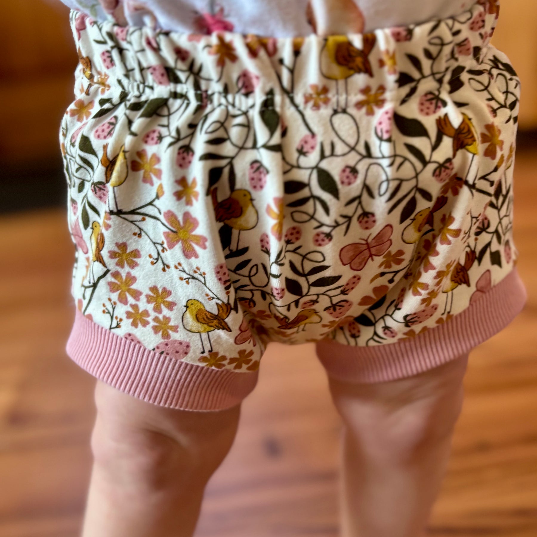 Baby Summer Shorties Set - Pink Floral Birdies