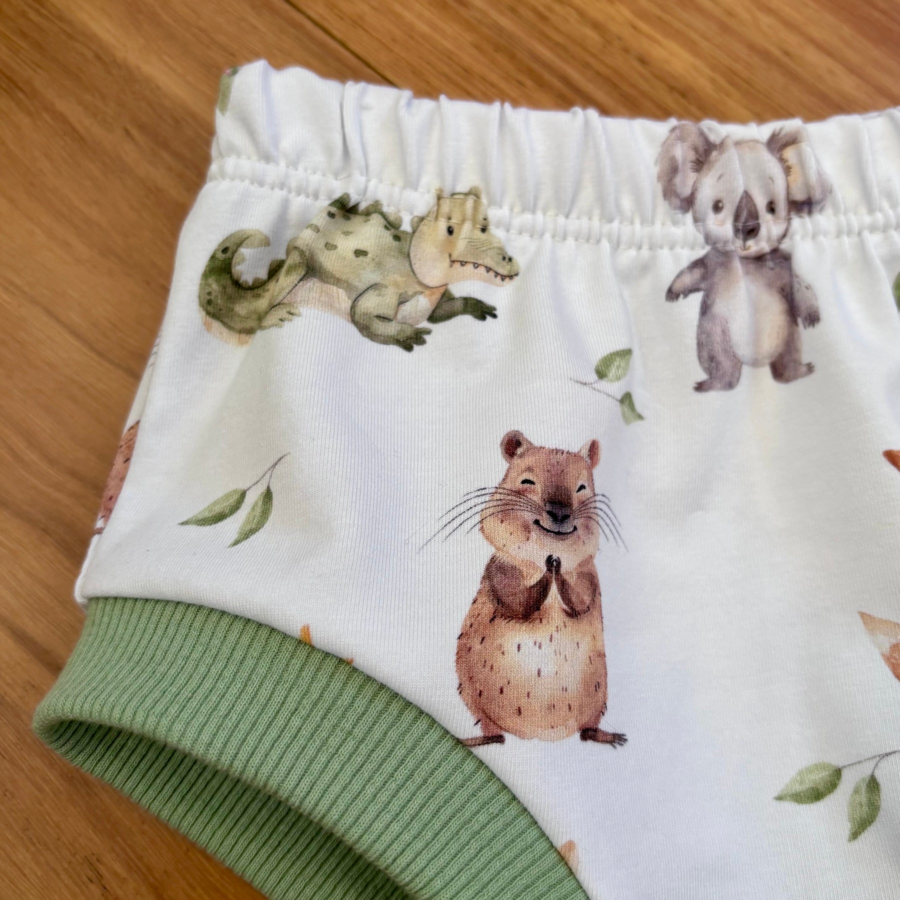 Baby Summer Shorties Set - Green Aussie Animals