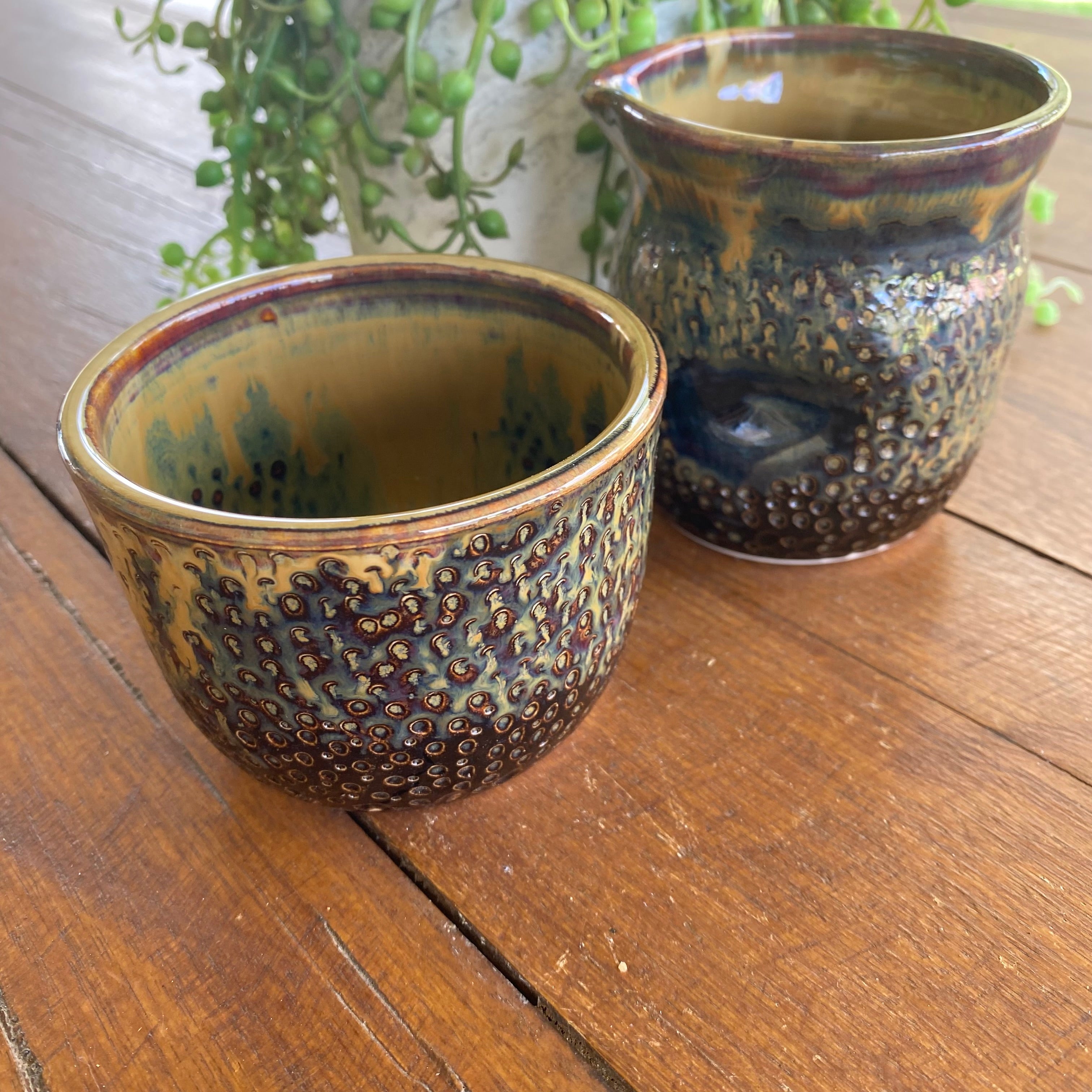 Ceramic Dessert Set for 1 | Dimple Jug and Bowl|Handmade Pottery