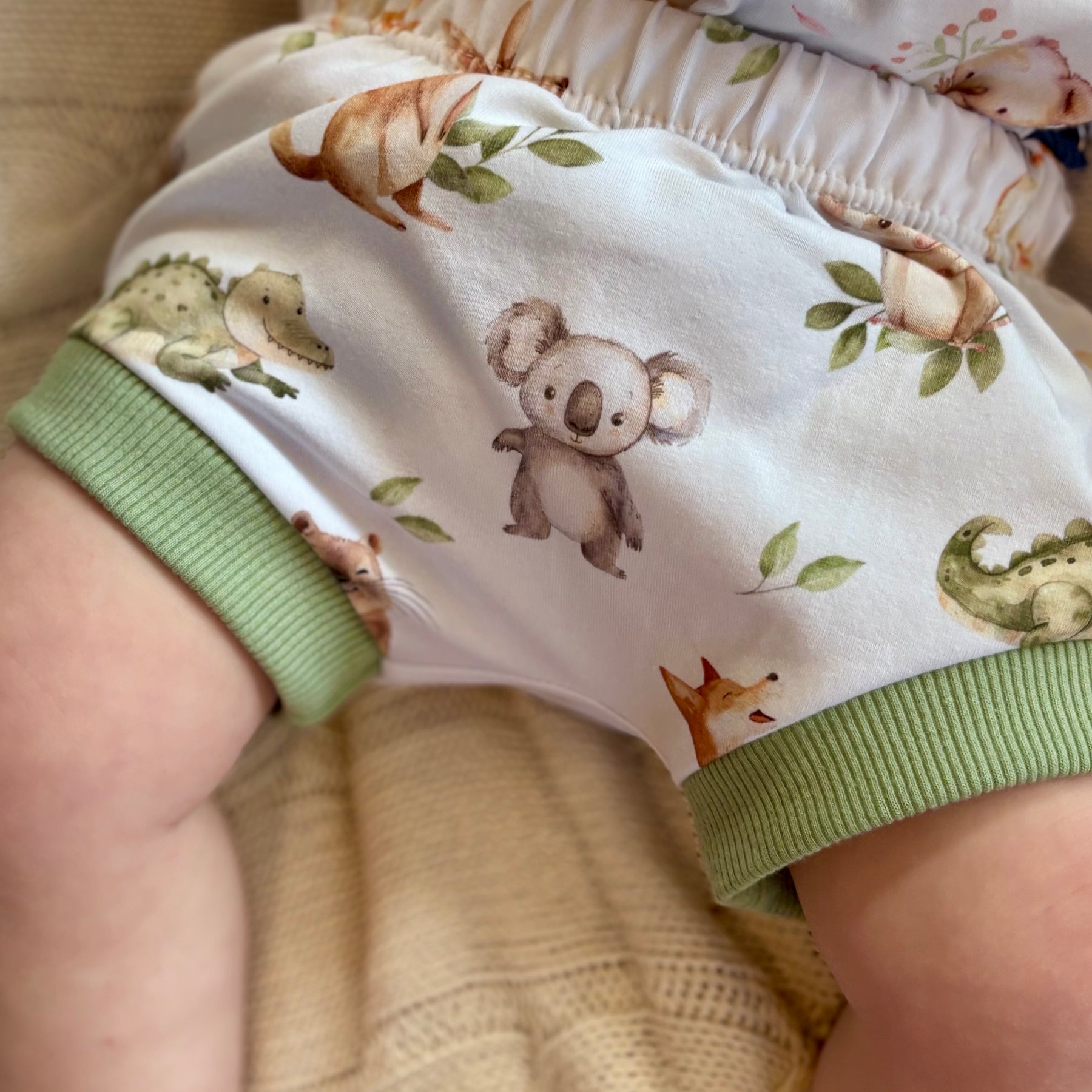 Baby Summer Shorties Set - Green Aussie Animals