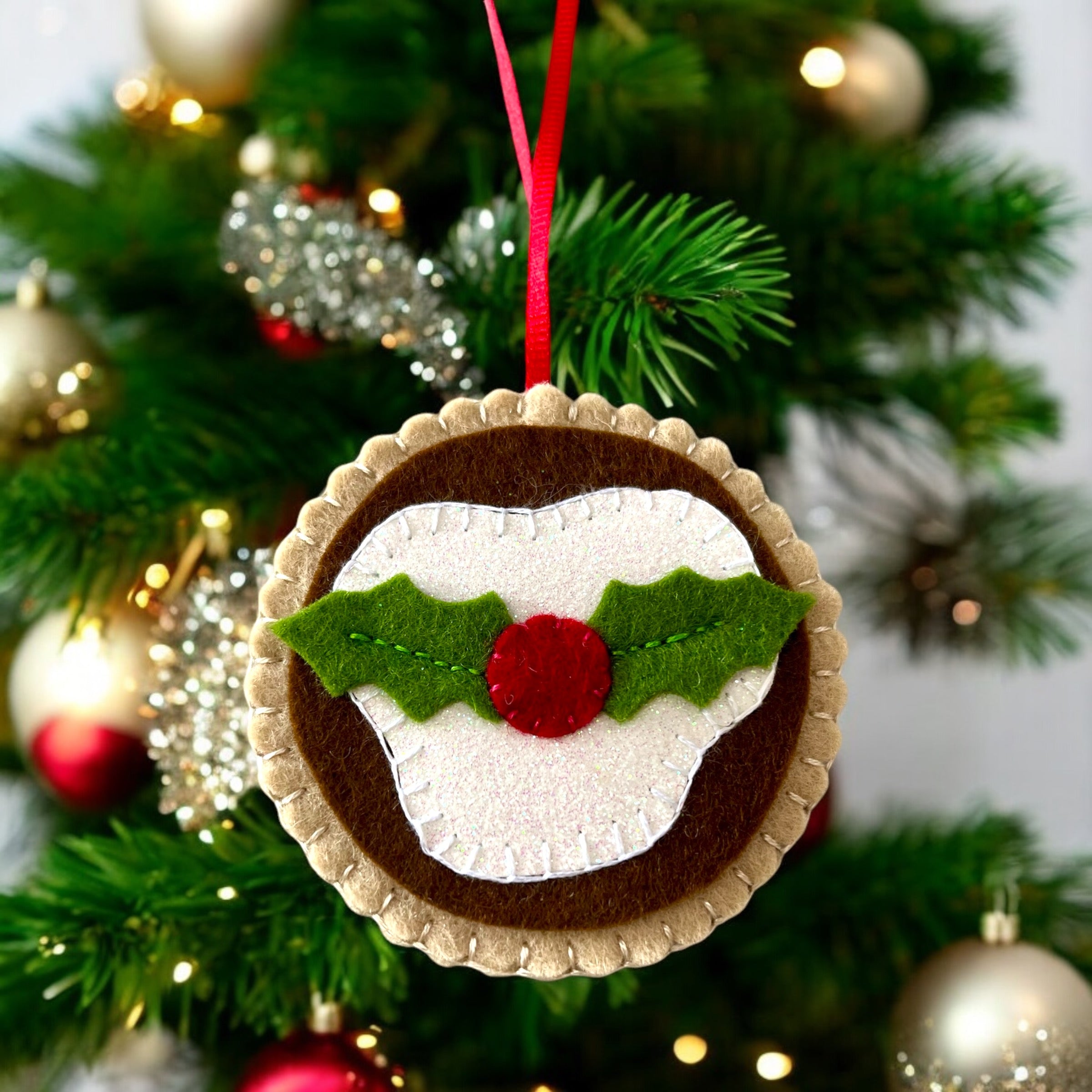 Handmade Felt Iced Mince Pie Ornaments