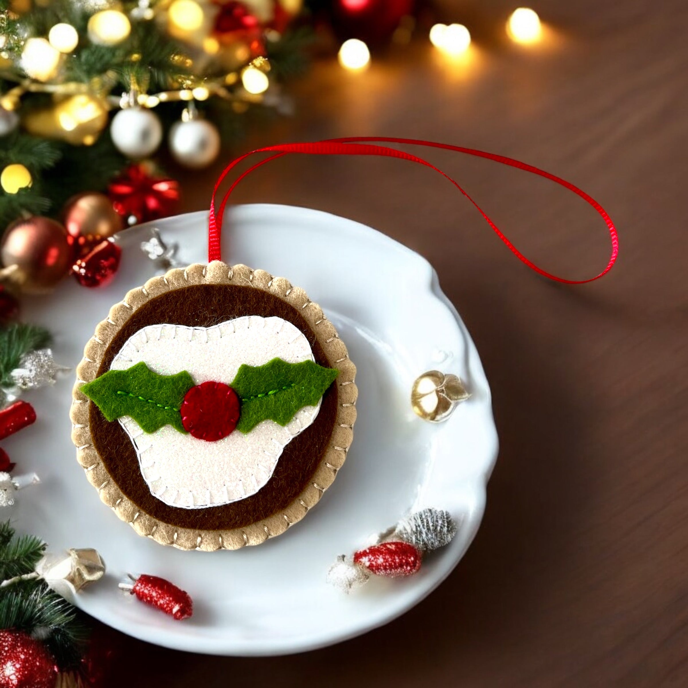 Handmade Felt Iced Mince Pie Ornaments