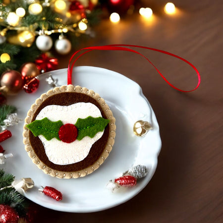 Handmade Felt Iced Mince Pie Ornaments