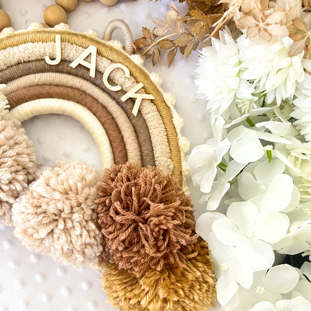Macrame Rainbow Personalised Wall Hanging - Kids Room Decor - Baby Room Decor