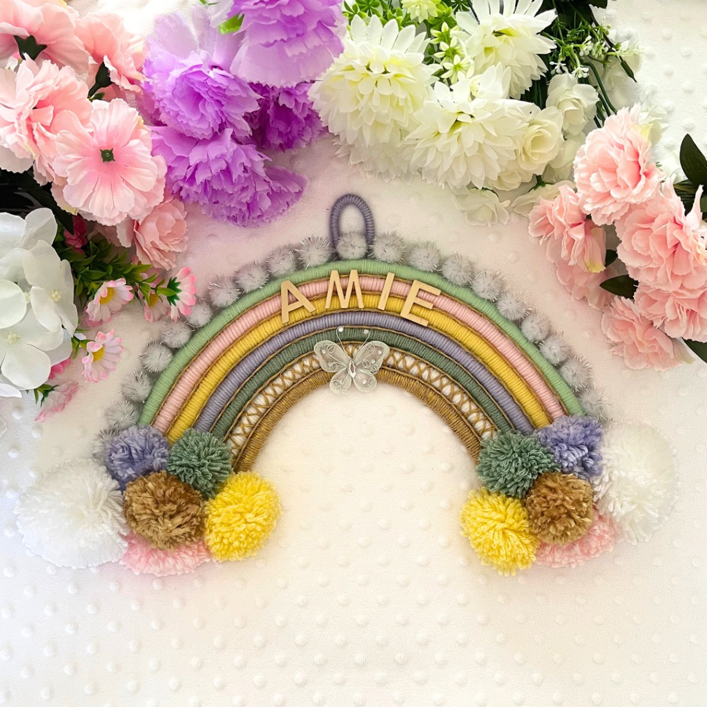 Macrame Rainbow Personalised Wall Hanging - Kids Room Decor - Baby Room Decor