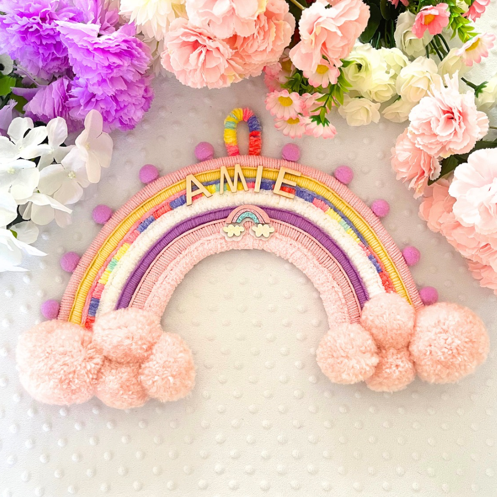 Macrame Rainbow Personalised Wall Hanging - Kids Room Decor - Baby Room Decor