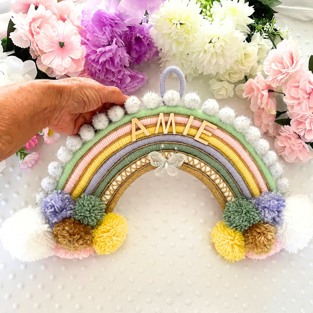 Macrame Rainbow Personalised Wall Hanging - Kids Room Decor - Baby Room Decor