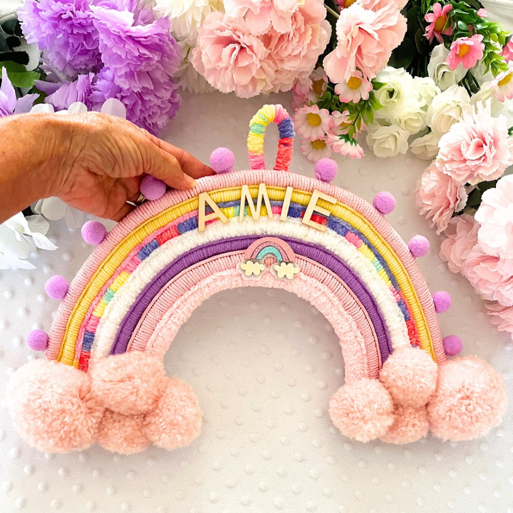 Macrame Rainbow Personalised Wall Hanging - Kids Room Decor - Baby Room Decor