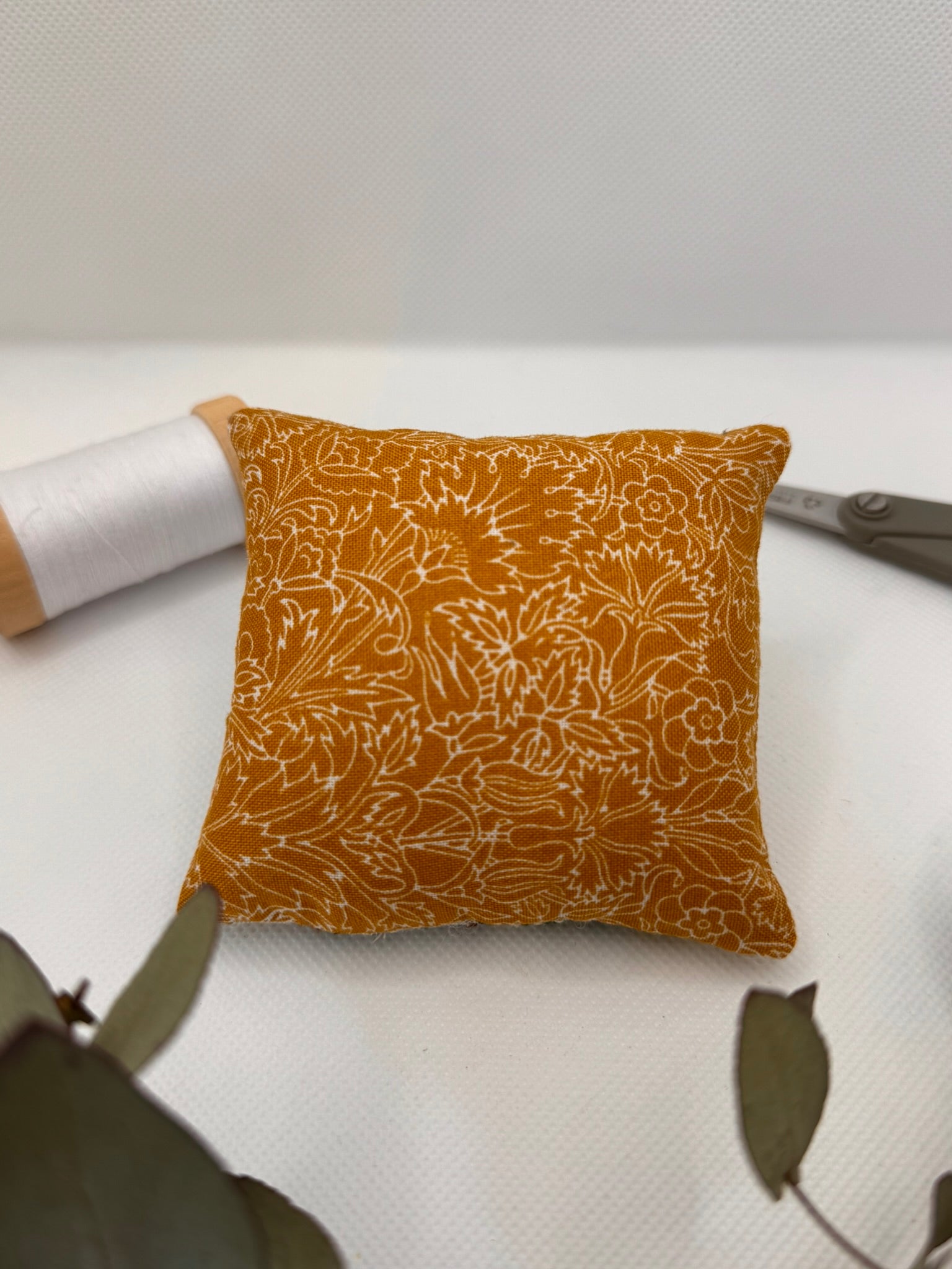 Hand embroidered/liberty pin cushion