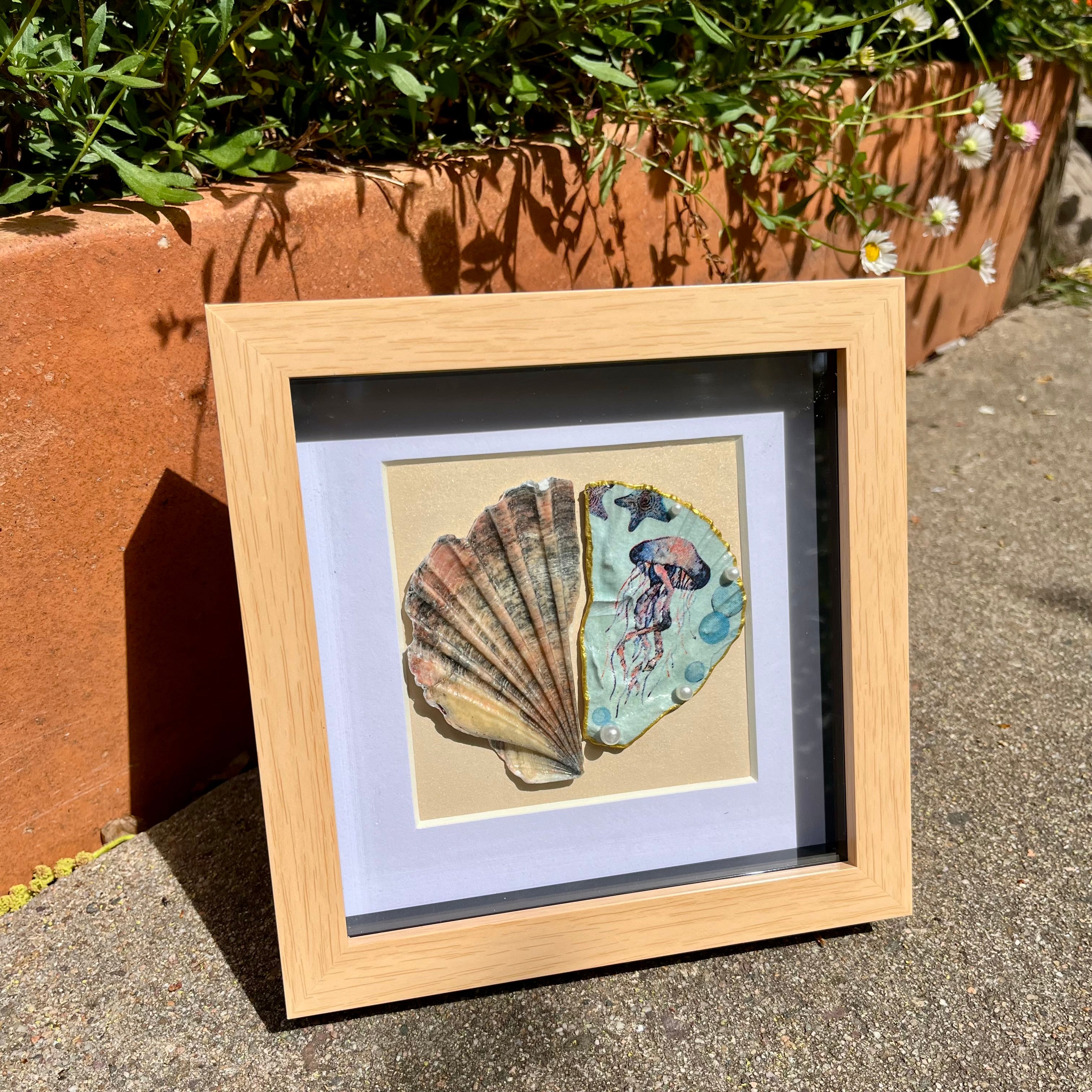 Octopus Shell Art Framed Coastal Décor
