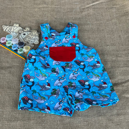 Christmas themed dolphins | toddler overalls/shorts | dungarees