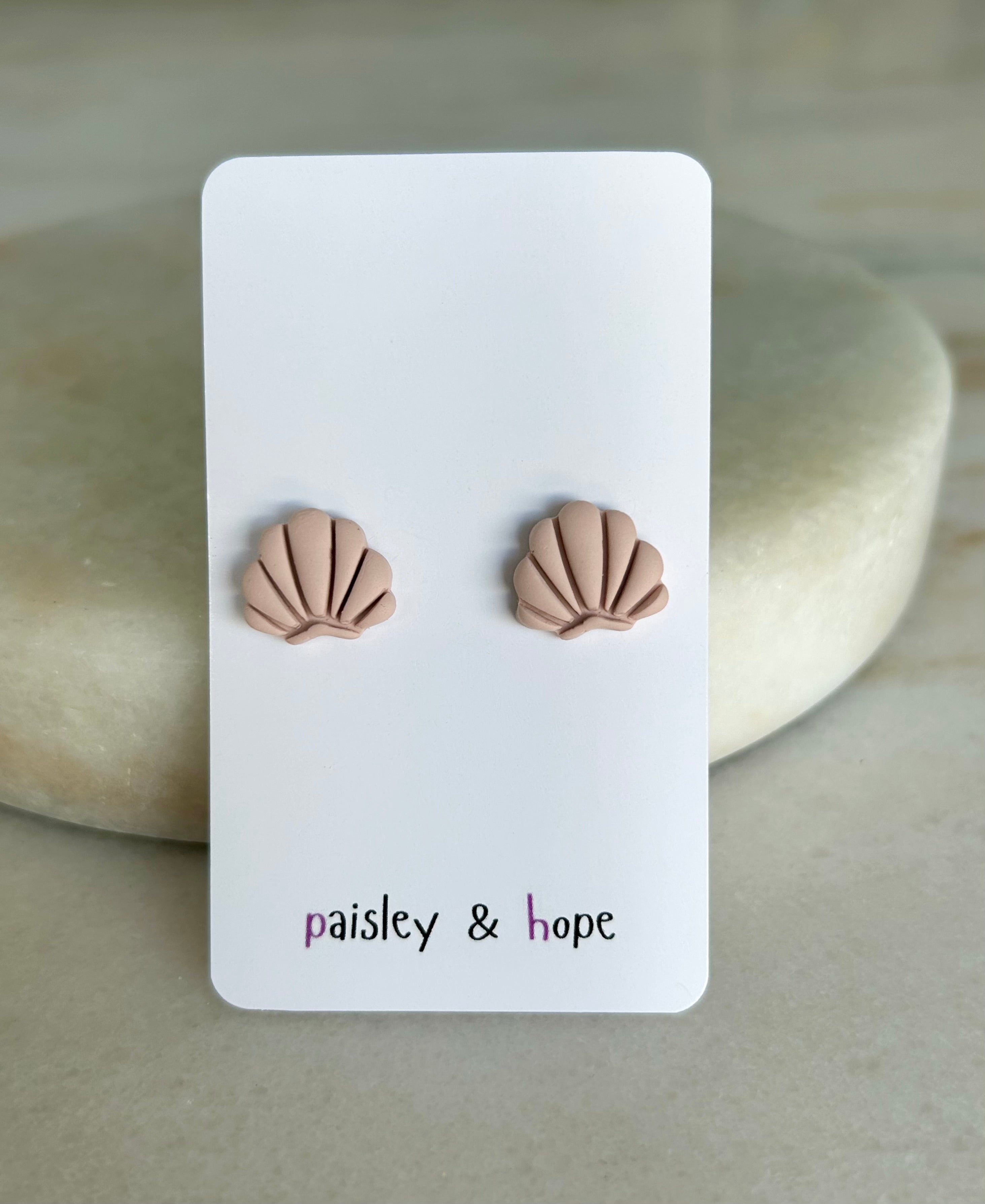 Polymer Clay Shell Studs - Choose Colour