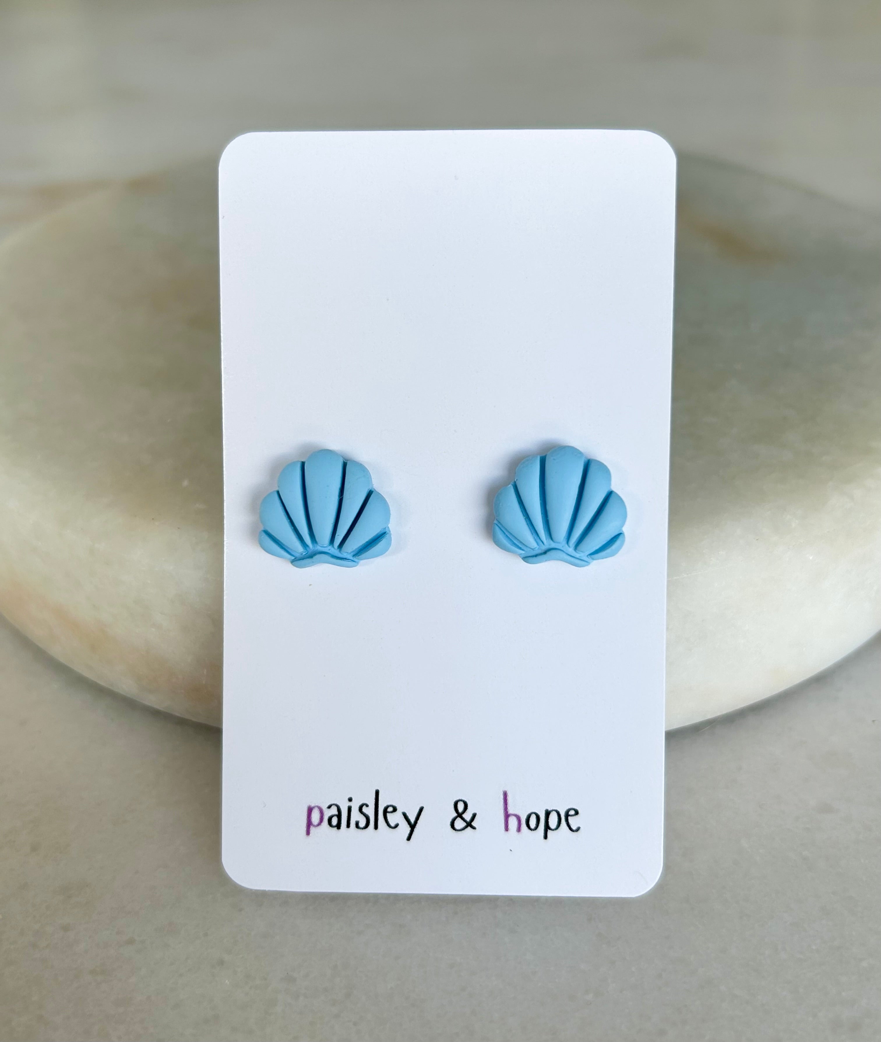 Polymer Clay Shell Studs - Choose Colour