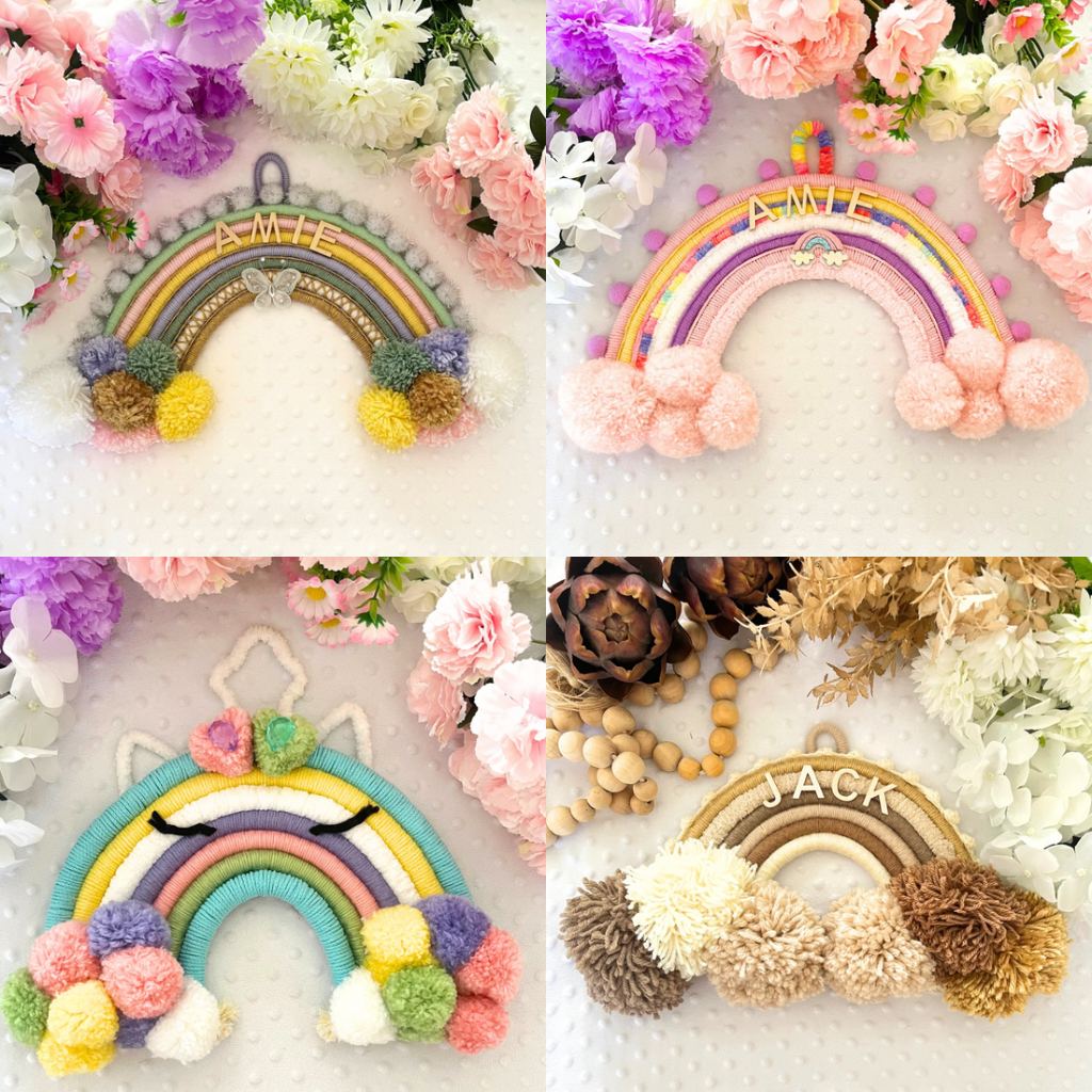 Macrame Rainbow Personalised Wall Hanging - Kids Room Decor - Baby Room Decor