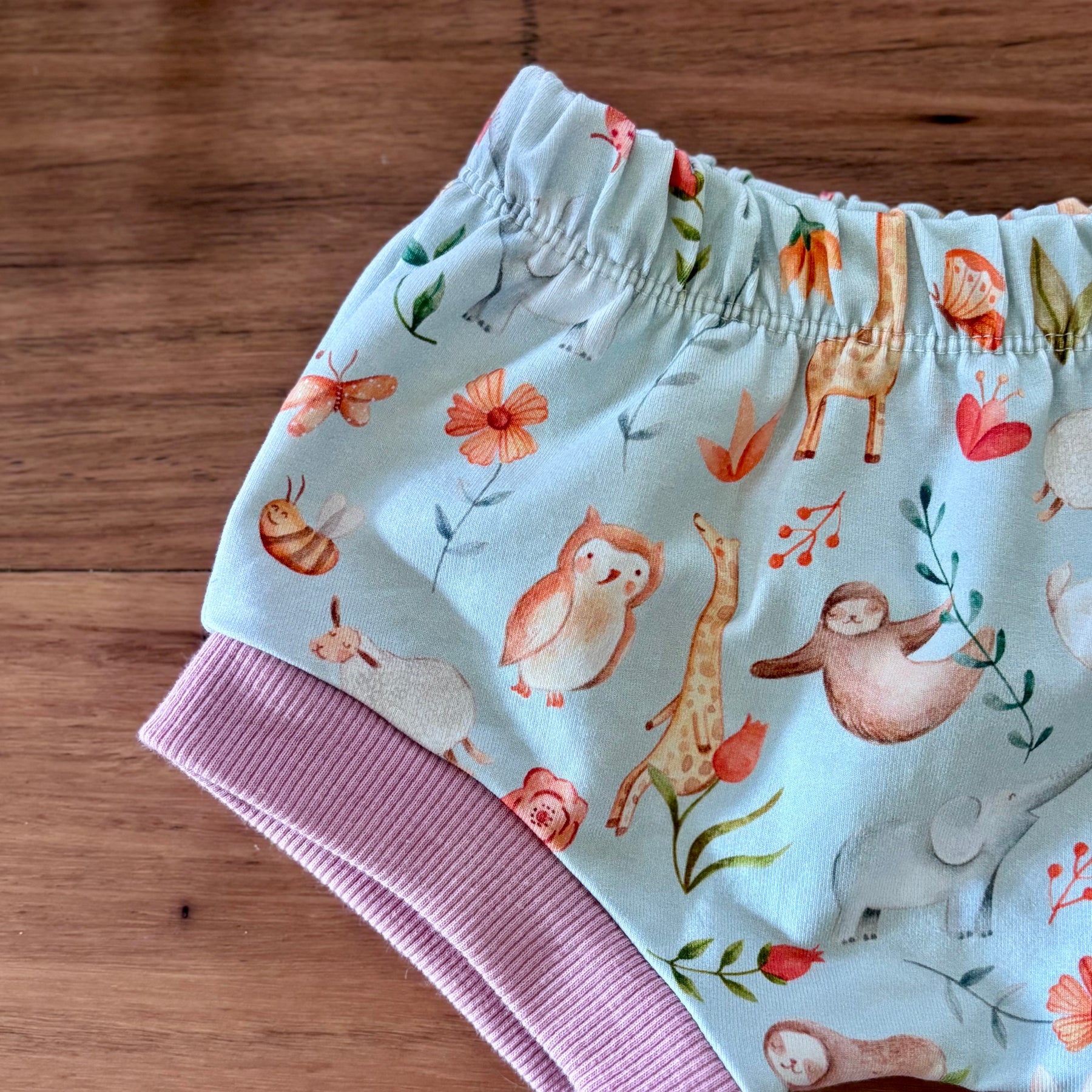 Baby Summer Shorties Set - Pink Blue Floral Bunnies