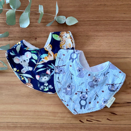 Australiana Baby Bib Set | Koalas and Friends | Ready to Ship