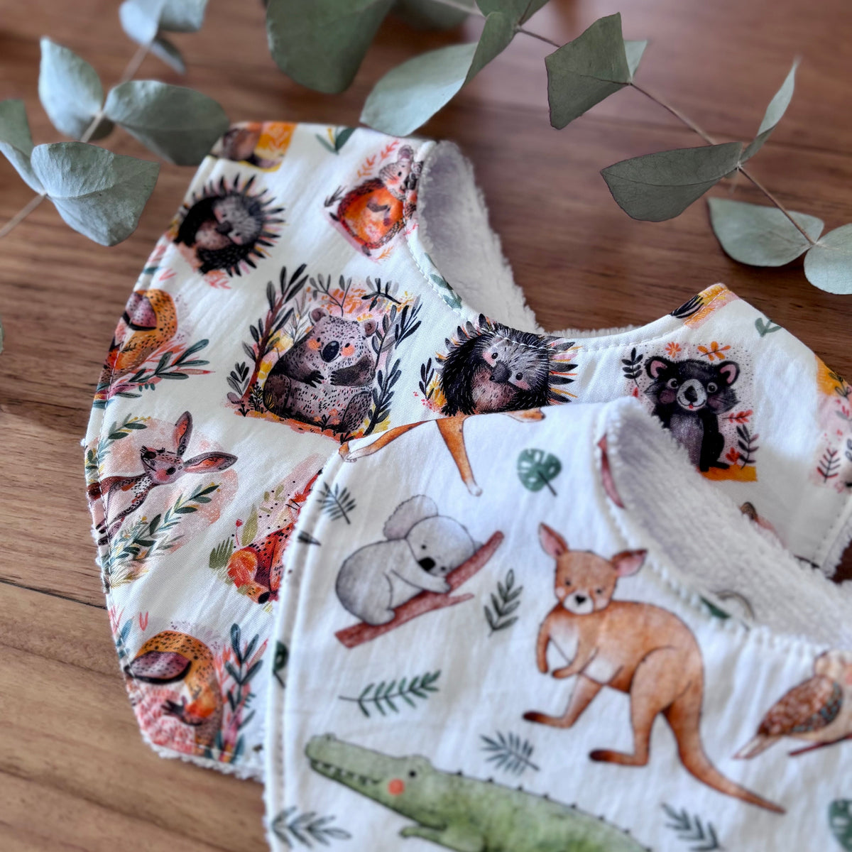 Australiana Baby Bib Set | Animal Friends | Ready to Ship