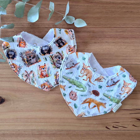 Australiana Baby Bib Set | Animal Friends | Ready to Ship