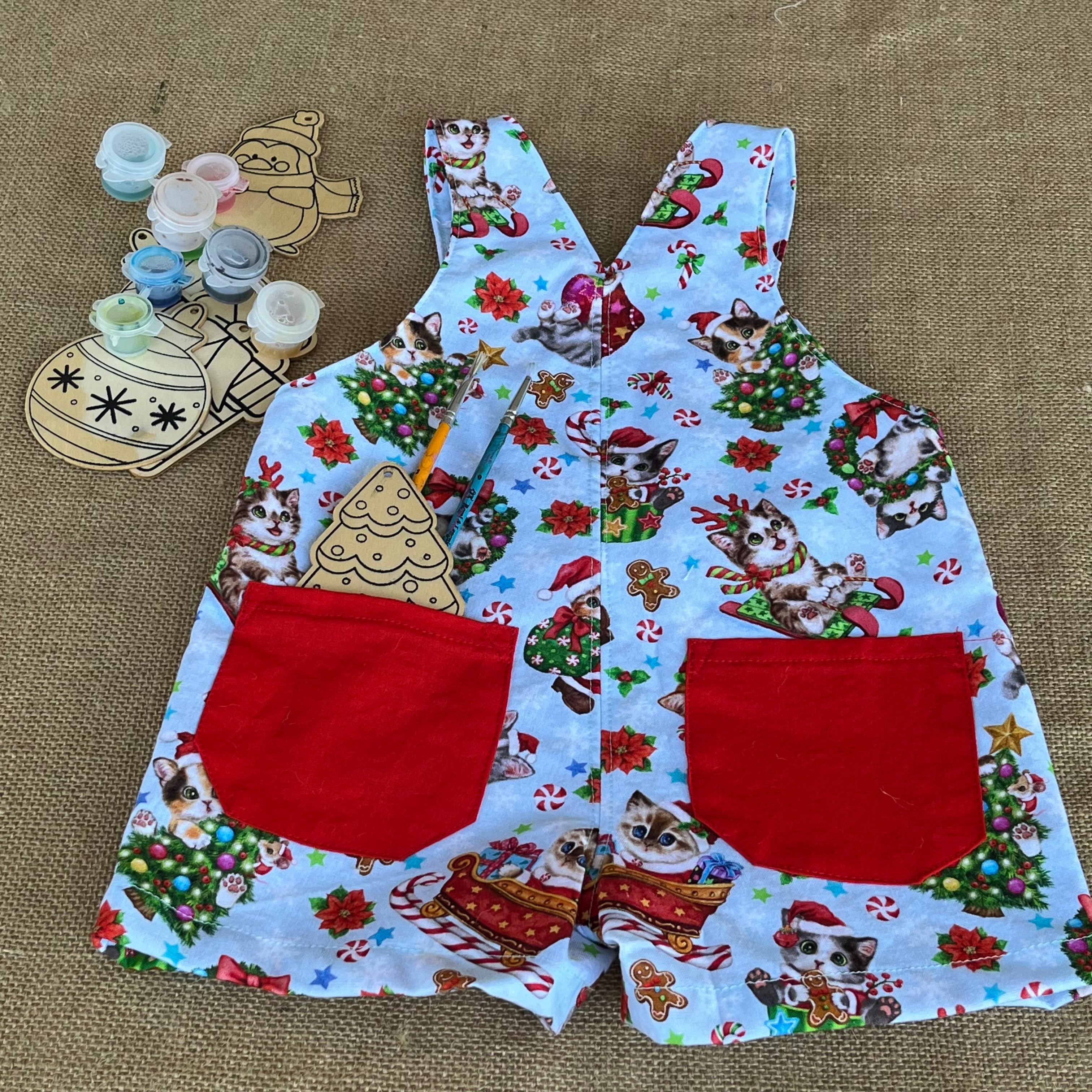 Christmas baby overalls/shorts | cute kittens