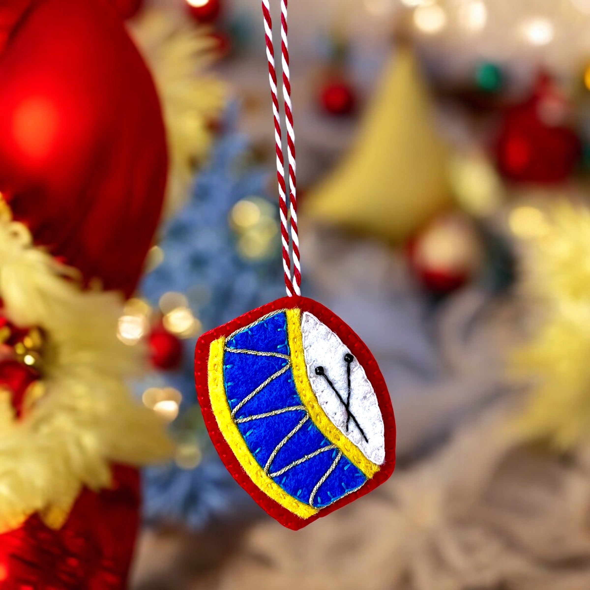 Handmade Felt Drum Christmas Tree Ornament