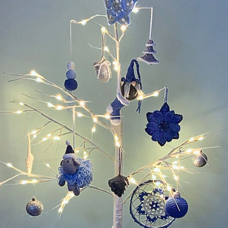 Handmade Crochet Christmas Tree Decorations | Set of 5 | Gnome, Tree, Bauble, Santa Sack, Stocking