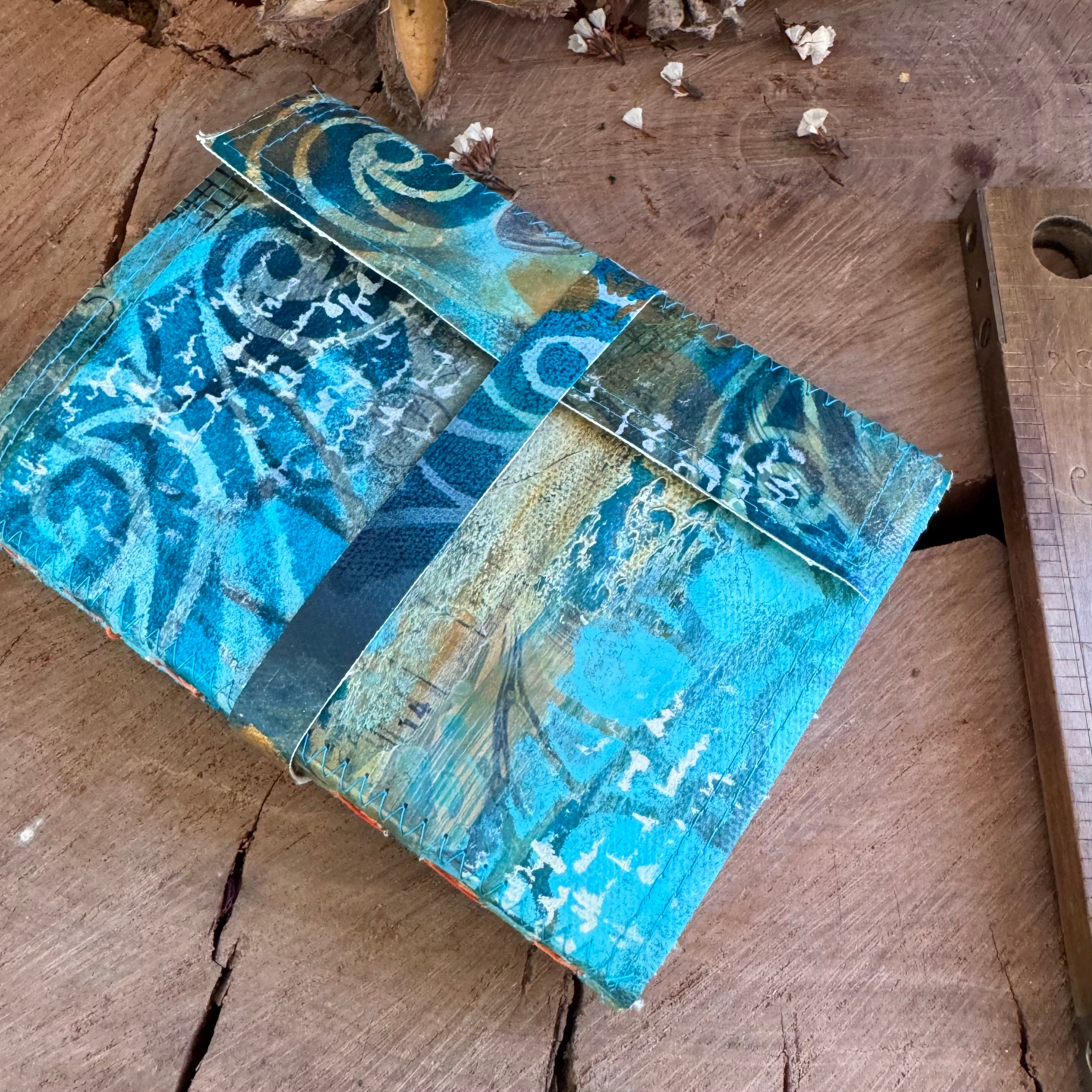 A6 Meraki Upcycled Canvas Journal Turquoise