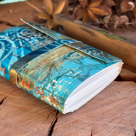 A6 Meraki Upcycled Canvas Journal Turquoise