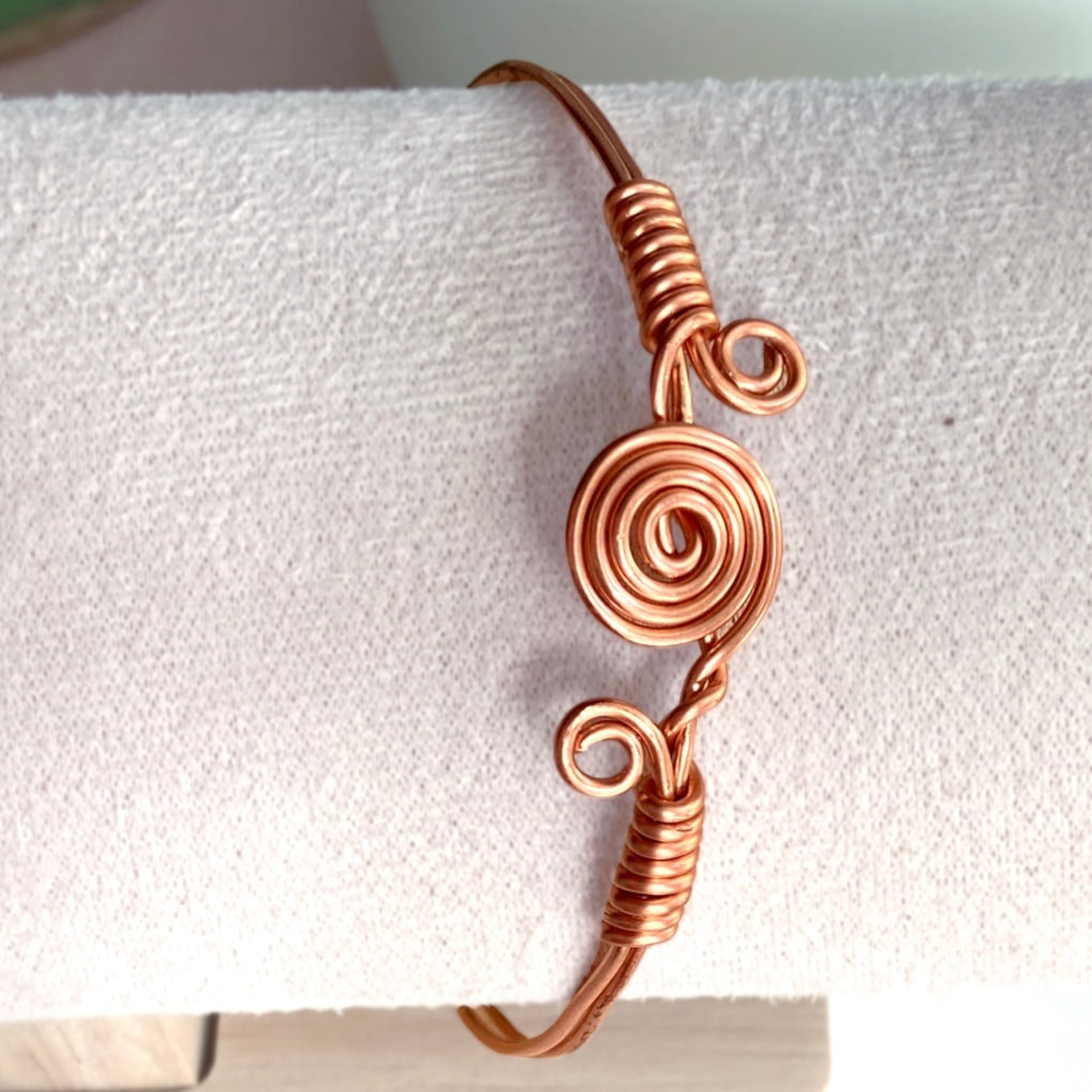 Copper spirals bangle bracelet | Double wire band | Celtic-inspired jewellery