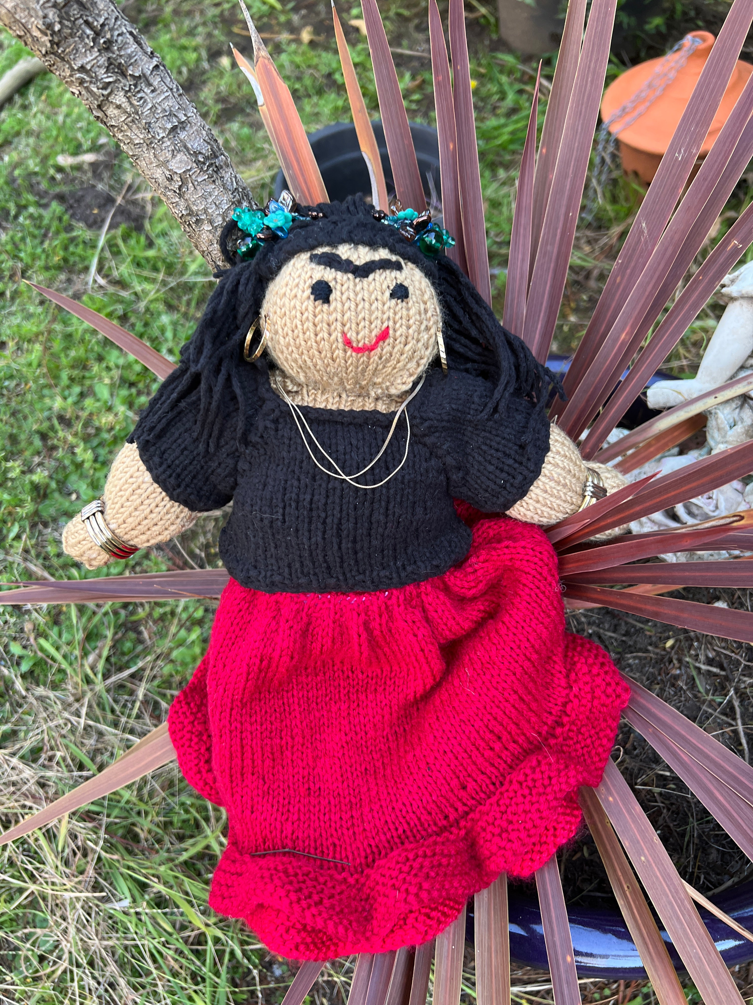 Frida Kahlo Knitted Doll