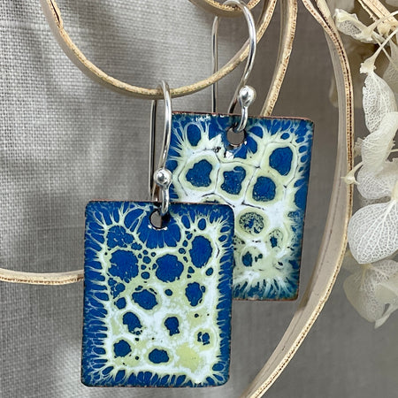 Blue Green Abstract. Handmade earrings.