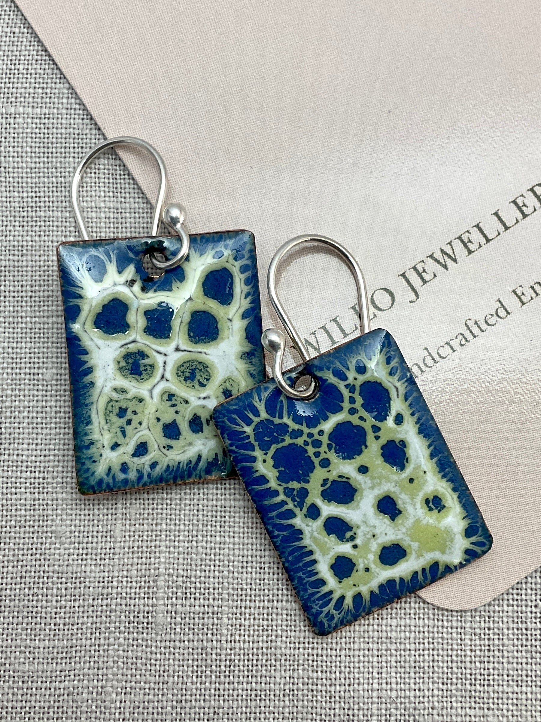 Blue Green Abstract. Handmade earrings.