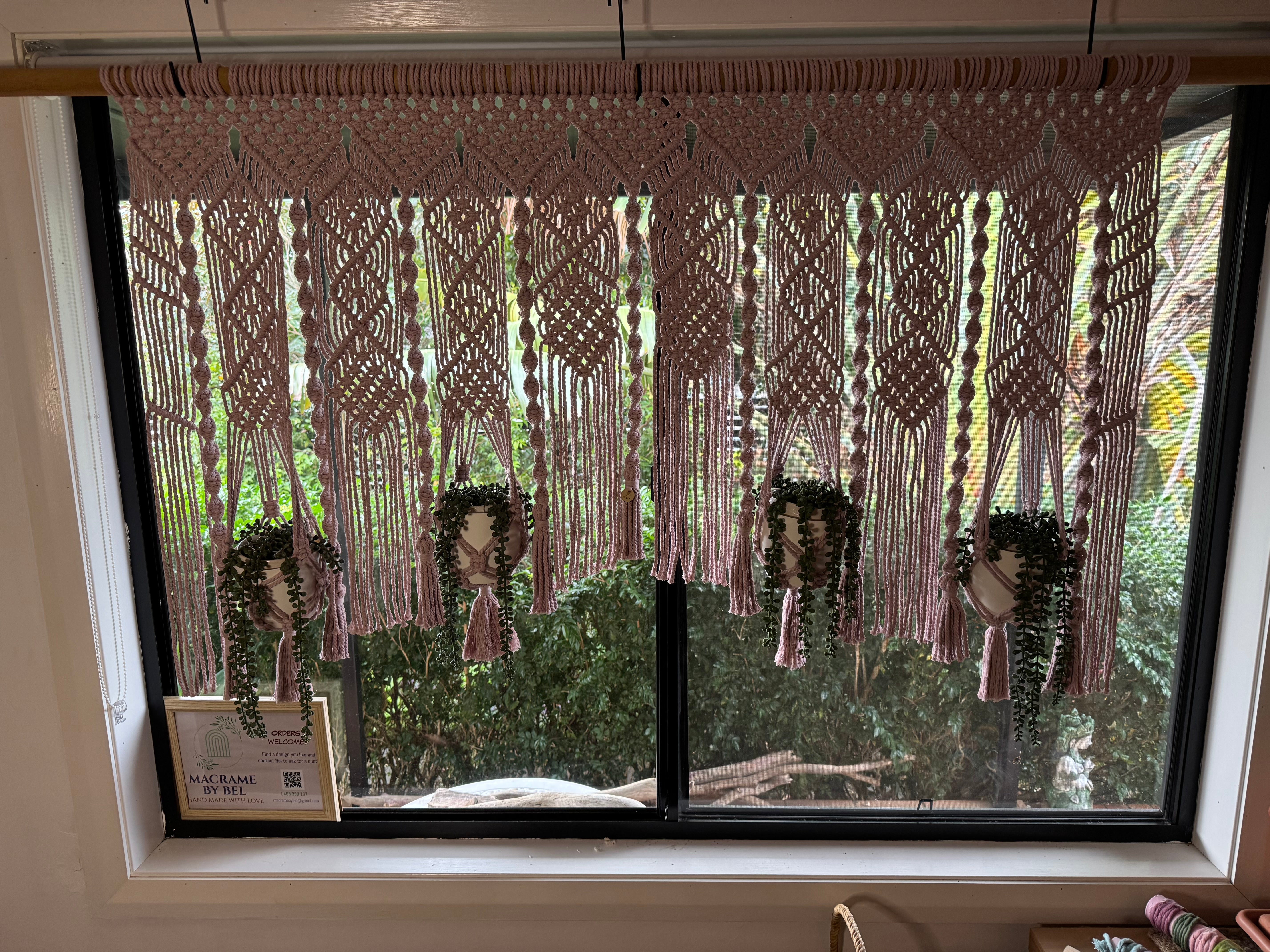 "Annie" Macrame Curtain with pot holders