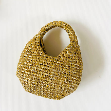 Crochet Metallic Gold Colour Handbag