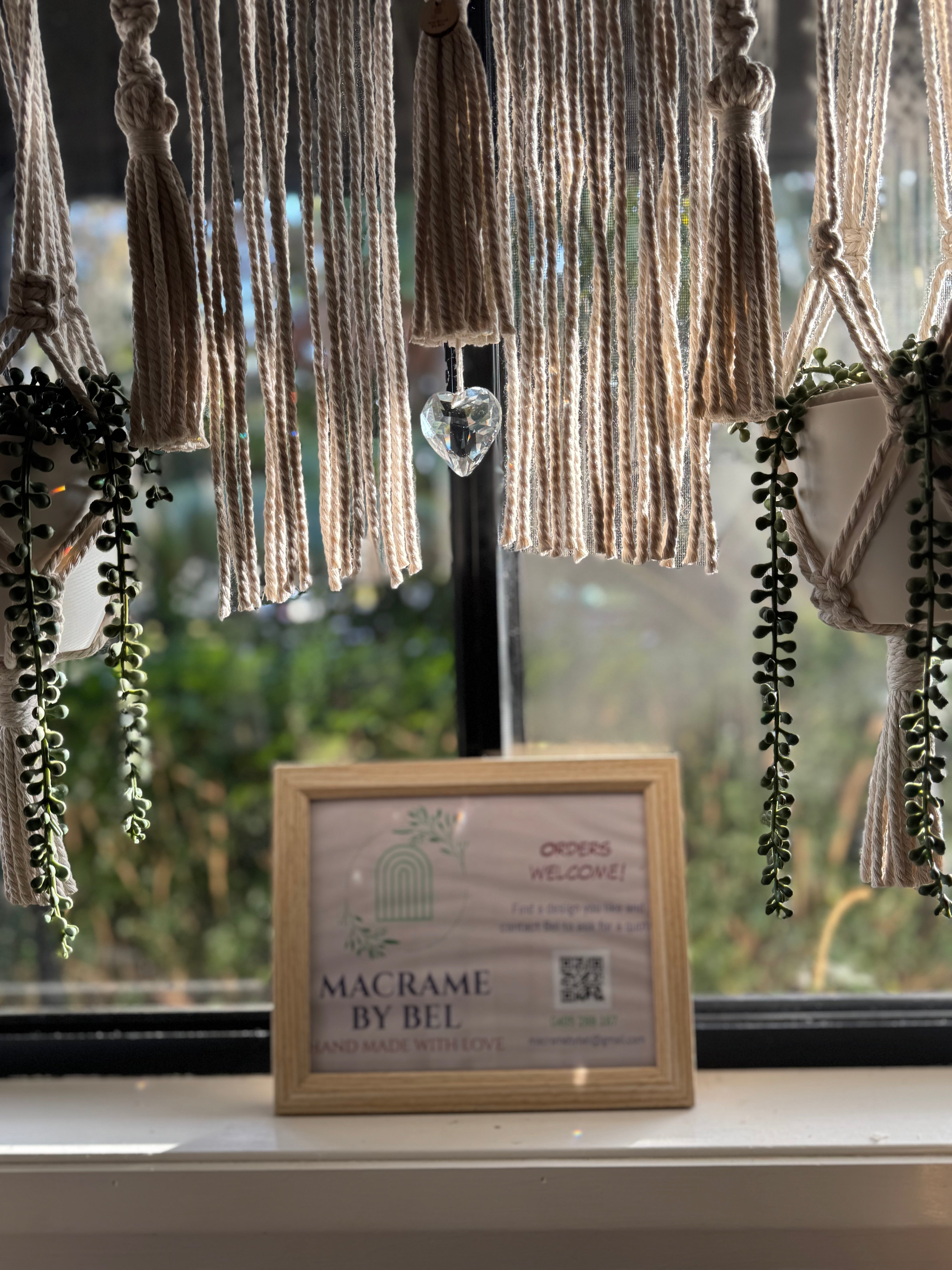 "Annie" Macrame Curtain with pot holders